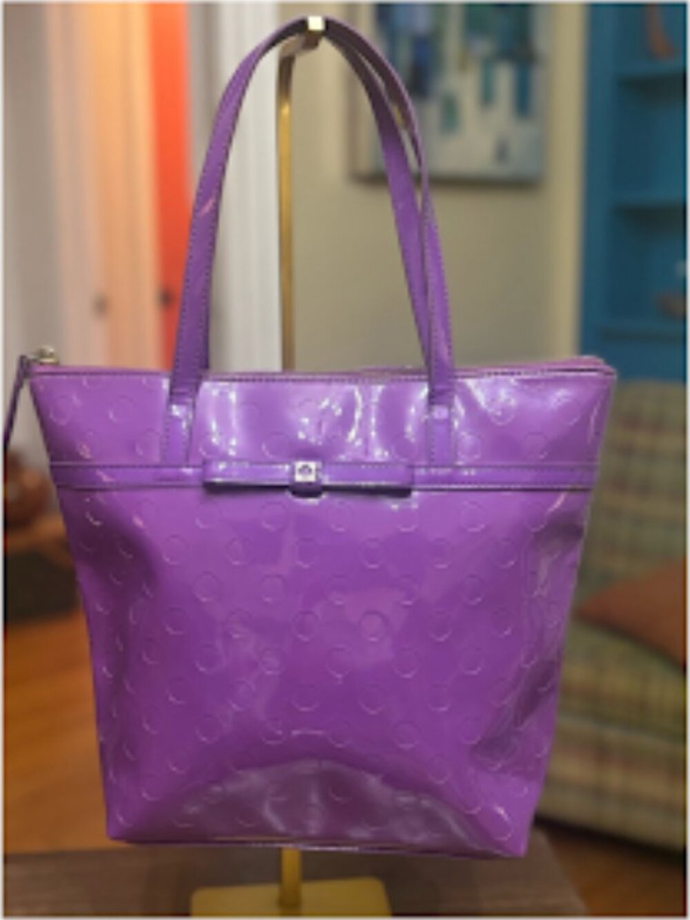 Nice Kate Spade~ Purple Handbag~ Small~ Patent Leather (F11)